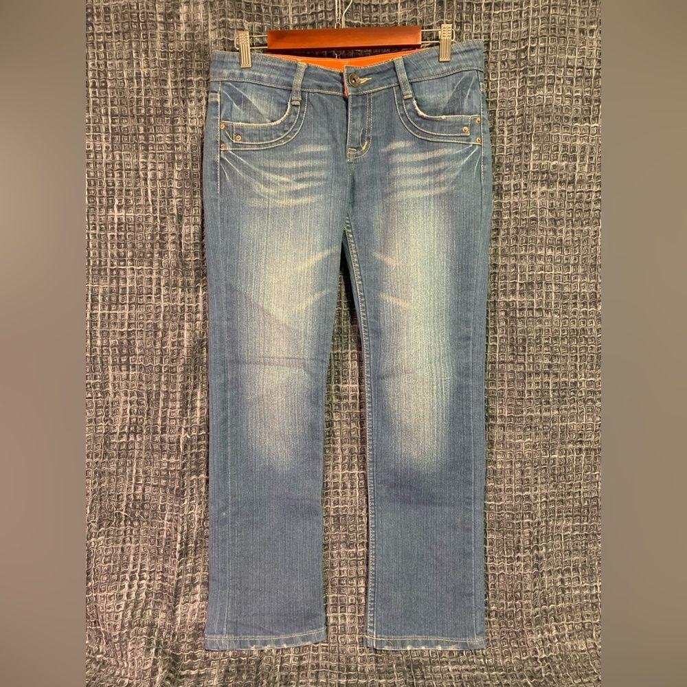 OLYONE Thai Brand Denim Blue Jeans Cute Pocket Detail Women's Size L #504